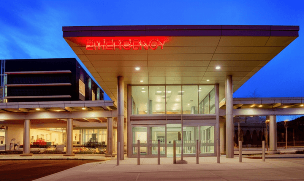 Hospital emergency department entrance for emergency surgical care