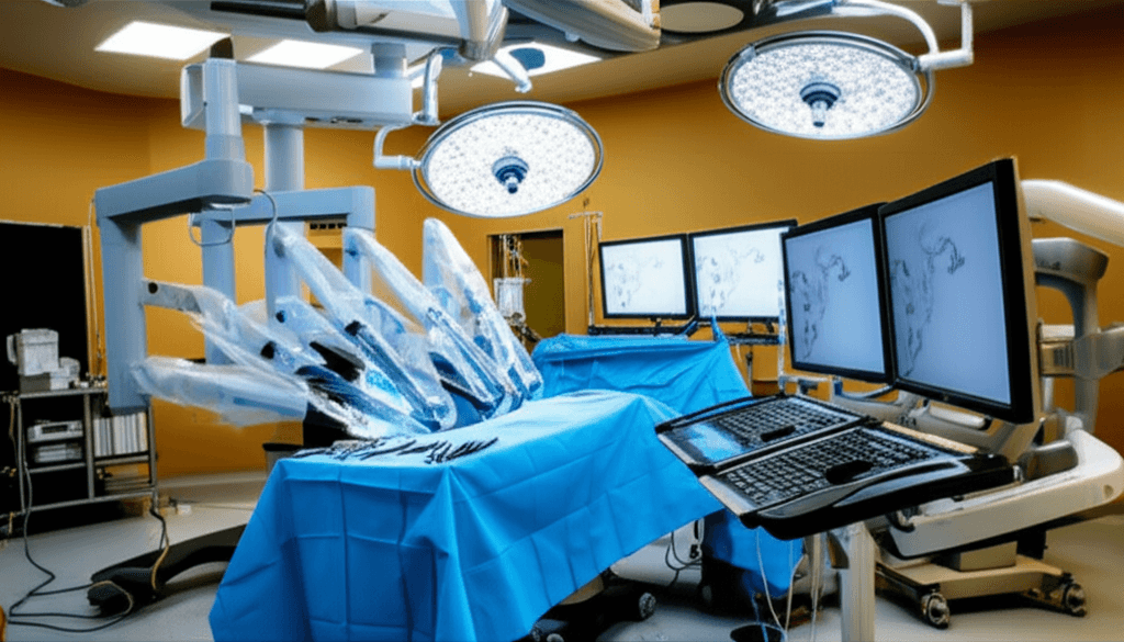 Robotic surgical system in a modern operating room at a North Texas hospital