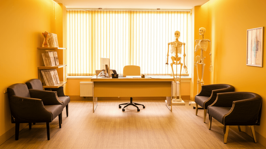 Warm, inviting medical consultation room