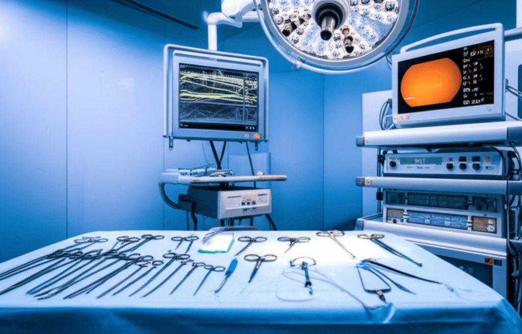 Laparoscopic surgery equipment in a modern operating room